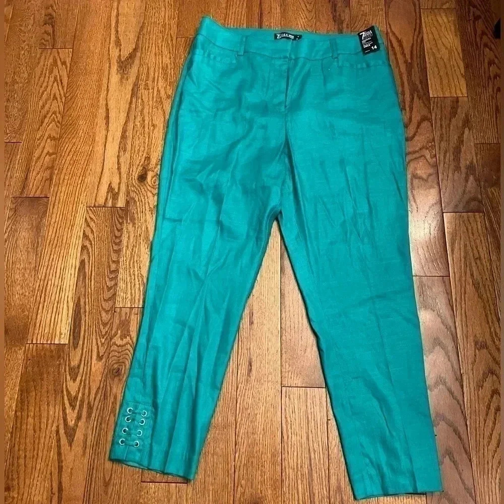 New York Company Linen Blend Modern Fit STRETCH High-Waist ANKLE Sz 14 - Picture 1 of 10